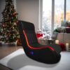 Foldable Gaming Chair With Onboard Speakers, LED Strip Lighting, Bluetooth, Vibration Massage, USB Charging Port - Black - Image 4