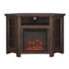 Classic Glass Door Fireplace TV Stand For Tvs Up To 55" - Brown - Image 3