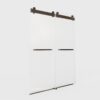 Frameless Double Sliding Soft-Close Shower Door In Matte, 3 / 8" (10Mm) Thick SGCC Tempered Glass Door - Black - Image 11