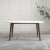Ada - Mid-Century Modern Style Top Oval Dining Table - Brown / White - Image 7