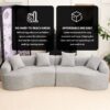4 Seater Sofa With Chenille Fabric, 30D, 60 Hardness Full Sponge, 4 Pillow For Living Room, Home Furniture Sleeper Sectional Sofa For Apartment - Gray - Image 10