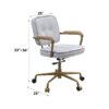 Siecross - Vintage Top Grain Leather Office Chair - Antique White / Gray - Image 11