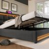 Full Size Upholstered Platform Bed With A Hydraulic Storage System, LED And USB Charging (Without Mattress) - Gray - Image 5