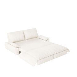 Queen Pull Out Sofa Bed, 3 In 1 Convertible Sleeper Sofa Multifunctional Velvet Loveseat Bed - Beige