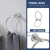Bathroom Set 4 Pack With Towel Bar Racks, Toilet Paper Holder, Ring, Hook, Stainless Steel - Brushed Nickel - Image 5