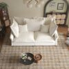 Modern Comfy Upholstered Sofa Cloud Couch, Deep Seat Couches With Multiple Large Soft Pillows, Convertible Deep Seat Chaise Longue For Living Room - Beige - Image 4