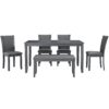 Modern 6 Piece Dining Table Set With Bench And Chairs For Dining Room Or Kitchen - Gray - Image 4