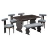 6 Piece Dining Set, Mid-Century Modern Table Set For 6 Persons With 4 Chairs And Bench, Padded Seats And Backrest - Espresso - Image 7