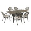 Rectangular 6 Person 84.25" Long Dining Set With Cushions - Dark Gray / White - Image 4