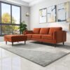 Amber - Square Upholstered Ottoman Velvet - Burnt Orange - Image 7