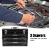 20'' Portable 3 Drawer Steel Toolbox, 4 Layers Of Tools With Metal Latches, With Top Storage Tray And Carrying Handle, Multi Function Tool Storage For Garage, Home, Or Workbench - Black - Image 11