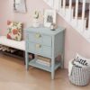 2 Drawer Side Table, American Style, End Table, Suitable For Bedroom, Living Room, Study - Light Gray - Image 5