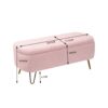 Storage Ottoman Bench For End Of Bed Gold Legs, Modern Gray Faux Fur Entryway Bench Upholstered Padded With Storage For Living Room Bedroom - Pink - Image 16