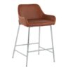 Daniella - Contemporary Fixed Height Counter Stool (Set of 2) - Chrome / Camel - Image 2