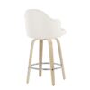 Ahoy - Mid-Century Modern Fixed Height Counter Stool With Natural Legs / Round Chrome Footrest (Set of 2) - Cream - Image 4