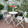3 Piece Patio Bistro Set Of Foldable Round Table And Chairs - White - Image 6