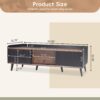 Mid Century TV Stand With 2 Cabinets & Open Compartments, Entertainment Center For Tvs Up To 70'', Television Console For Living Room - Dark Coffee / Black - Image 11