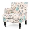 Vitality - Club Chair With Button Tufted Diamond Stitching And Turned Legs - Blue / White - Image 6