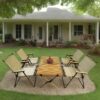 5 Pieces Dining Set, Multi-Function Foldable And Portable, 1 Dining Table & 4 Folding Chairs, Indoor And Outdoor Universal - Natural - Image 2