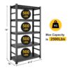 Storage Shelves 5 Tier Heavy Duty Metal Shelving Unit Adjustable Shelving Units And Storage Rack Kitchen Garage Shelf - Black - Image 3