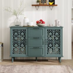 2 Door 3 Drawer Cabinet, American Furniture, Suitable For Bedroom, Living Room, Study - Dark Green