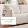 Multi Module Combination Style Sofa For Living Room And Other Lounge Spaces, Modern Minimalist Corduroy Combination Sofa With 2 Comfort Cushions With USB & C Charging Ports, 2 Sets - Beige - Image 5
