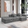 3 Piece Free Combination L Shaped Modular Sectional, Minimalist Floor Couch Set, Convertible Foam Filled Cloud Compressed Couch For Living Room - Gray - Image 18