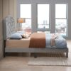 Queen Platform Upholstered Bed Button Tufted With Curve Design, Strong Wood Slat Support - Gray - Image 2