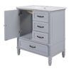 30" Bathroom Vanity With Sink, Bathroom Cabinet With A Door, 3 Drawers Legs, Adiustable Foot Pads - Gray - Image 15