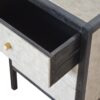 Faux Leather Nightstand, 3 Drawer - Black - Image 4
