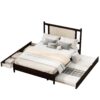 Queen Size Platform Bed With 2 Big Drawers Twin Size Trundle - Espresso - Image 2
