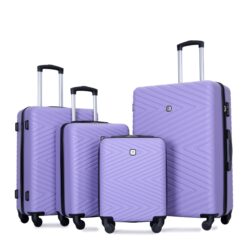 Luggage 4 Piece Lightweight Suitcase With Rotating Wheels, 24" And 28" With Tsa Lock, (16/20/24/28) - Light Purple