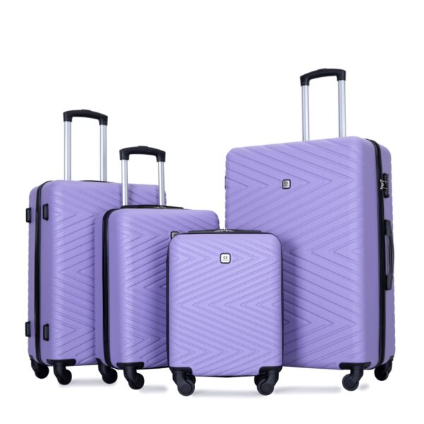 Luggage 4 Piece Lightweight Suitcase With Rotating Wheels, 24" And 28" With Tsa Lock, (16/20/24/28) - Light Purple