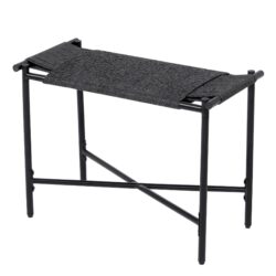 Handwoven Paper Rope Foot Rest Shoes Stools Ottomans For Entryway, Living Room, Bedroom & Office - Black