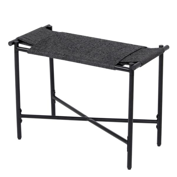 Handwoven Paper Rope Foot Rest Shoes Stools Ottomans For Entryway, Living Room, Bedroom & Office - Black