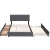 Queen Size Upholstered Platform Bed With 2 Drawers And 1 Twin Long Trundle - Dark Gray - Image 6