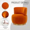 360 Degree Swivel Cuddle Barrel Accent Sofa Chair, Fluffy Round Armchair - Orange - Image 6