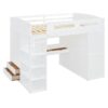 Full Size Loft Bed With Desk, Wardrobes, 4 Drawers And 4 Shelves - White - Image 6