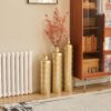 Floor Metal Vases Decorated White Metal Vases (Set of 3) Gorgeous Home Decoration Large Glazed Metal Vases - Golden - Image 18