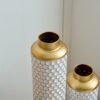 Modern Droplet Shaped Floor Vase Set Honeycomb Design, 3 Piece Metal Decorative Vases For Home Interior Display - Gold / White - Image 13