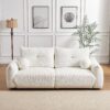 Lamb's Wool 2 Seater Cushion Sofa Comfortable Sofa For Living Room Bedroom And Other Casual Spaces Lamb's Wool Sofa With 2 Cushions And 2 Ball Pillows - White - Image 22