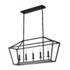 5 Light Farmhouse Kitchen Island Lighting, 5 Light Industrial Linear Chandelier For Dining Room Metal Hanging Pendant Light Fixture For Bedroom Living Room Hallway Conference Room - Matte Black - Image 16