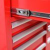 9 Drawer Multifunctional Steel Tool Cart With Wheels And Wooden Top - Red - Image 8