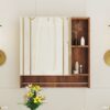 Bathroom Mirror Cabinet Wall Mounted, Medicine Cabinet, Over The Toilet Storage Cabinet With Shelves And Towel Rack - Walnut - Image 5