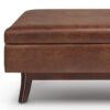 Owen - Rectangular Storage Ottoman - Distressed Saddle Brown - Image 5