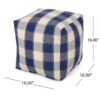 Connor - Checkered Square Pouf Ottoman And Floor Cushion - Ivory / Navy - Image 3
