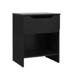 Modern Minimalist 1 Drawer Nightstand With Cubby - Black