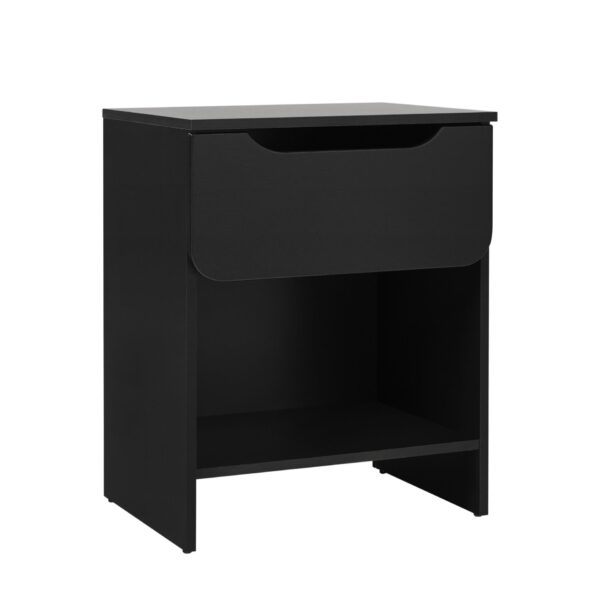 Modern Minimalist 1 Drawer Nightstand With Cubby - Black