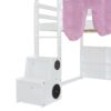 Full Size Loft Bed With House Shaped Frame And Tent - White / Pink - Image 9
