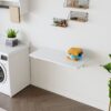 Laundry Room Folding Table Wall Mounted Folding Table For Small Spaces, Fold Down Desk, Workbench, Addition To Garage & Shed - White - Image 2